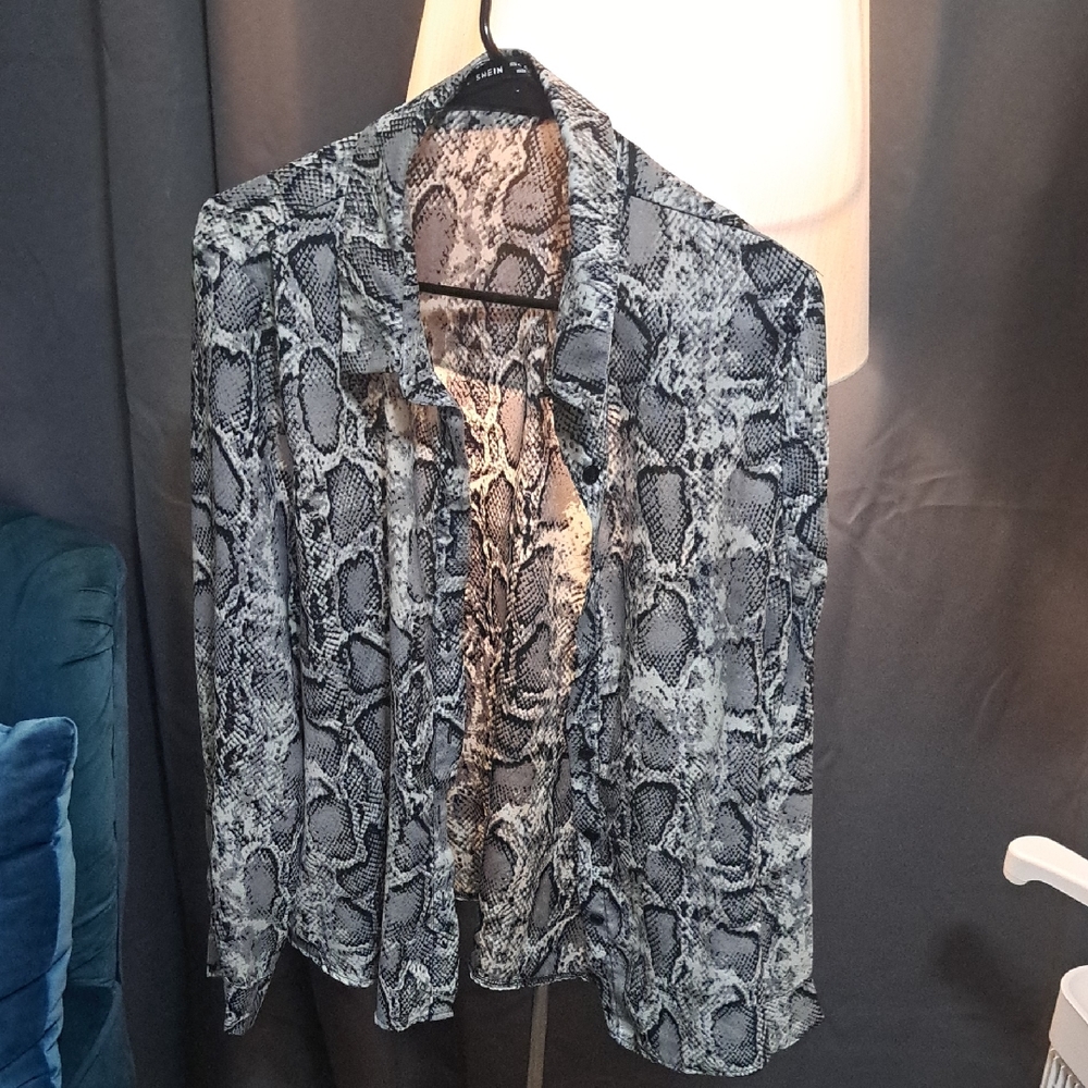 Zara Black and Gray Snakeskin Blazer